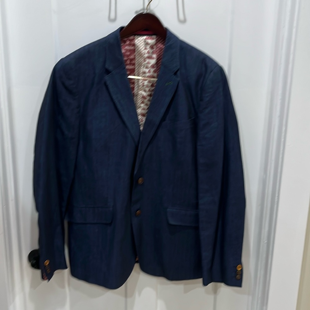 Ted Baker navy blue linen and cotton blazer